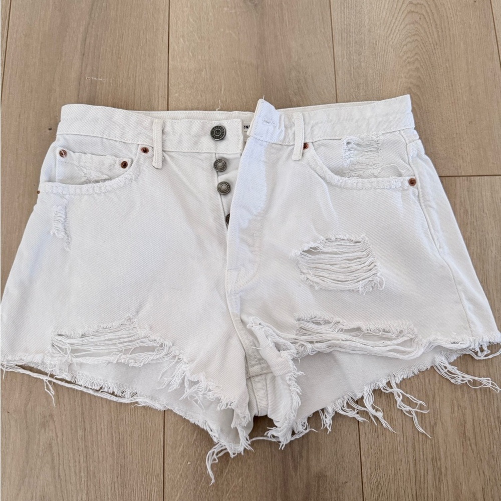 GRLFRND White Distressed Jean Shorts 27